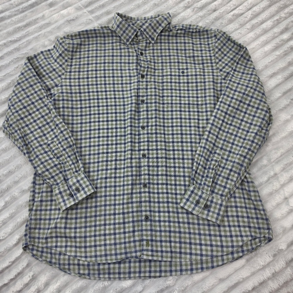 johnnie-O Hangin Out Dickens Plaid Flannel Shirt Ivy Green Blue XL JMWL 6290